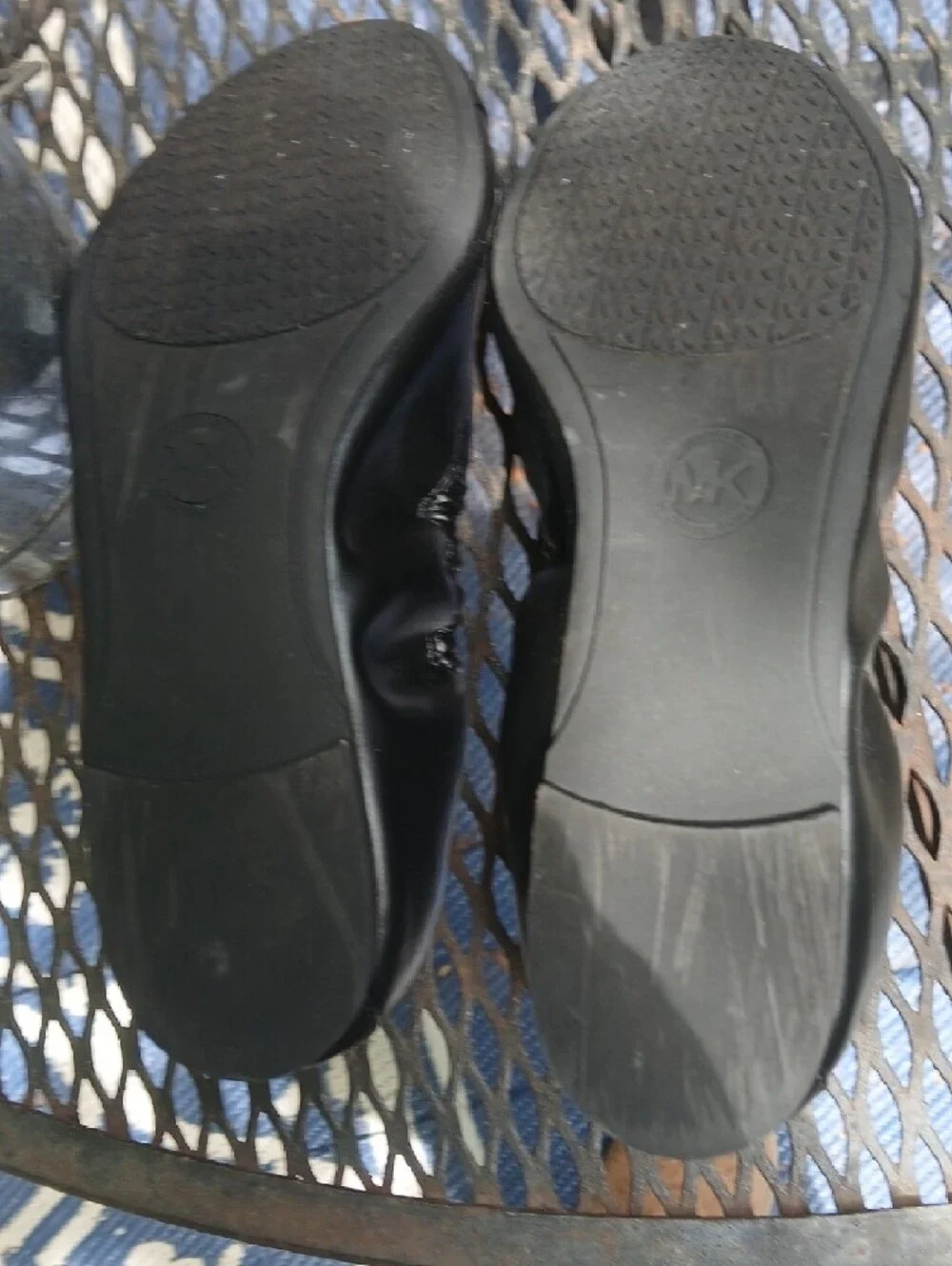 Michael Kors‎ Black,vegan Leather Ballet Flats with Gold MK Medallions,sz7.5